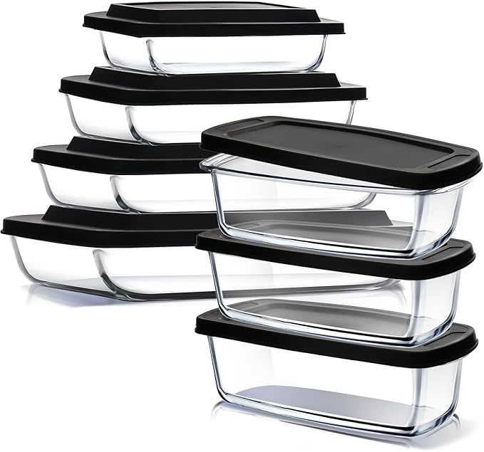 EATEX 7-Pack Glass Food Storage Containers by Eatex