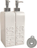 Soap Dispenser Set with Stainless Steel Pump, 2 Pack Ceramic Refillable Dish by Karisky
