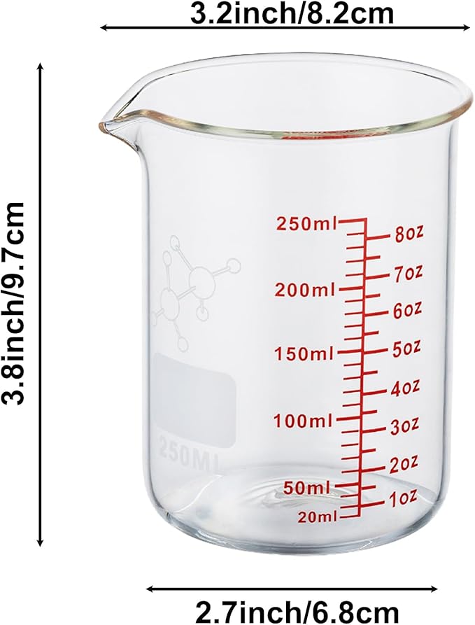 High Borosilicate Glass Measuring Cup-V-Shaped Spout, 250ml Glass Measuring - Image 8