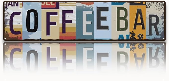 Coffee Bar Sign for Coffee Bar Decor, Retro Tin Metal Sign, Rustic Farmhouse by Unknown