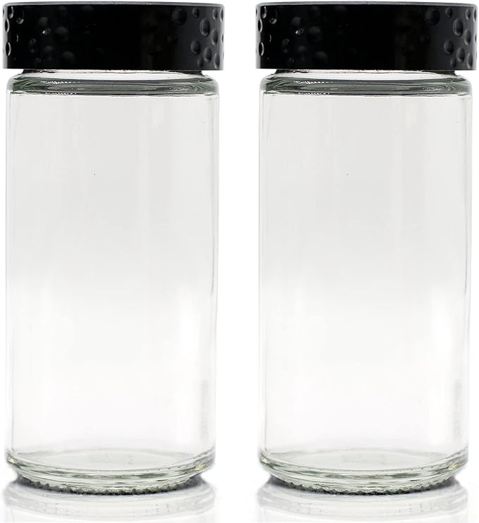 2 Pcs Black Spice Jars, 3 oz Glass Seasoning Bottles, Spices Container by Tianifa