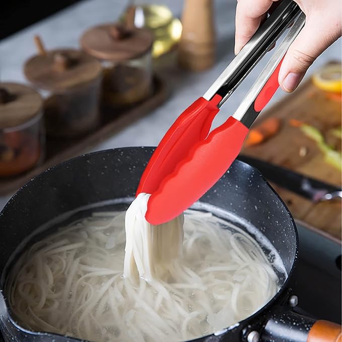 HINMAY Mini Tongs with Silicone Tips 7-Inch Serving Tongs - Image 4