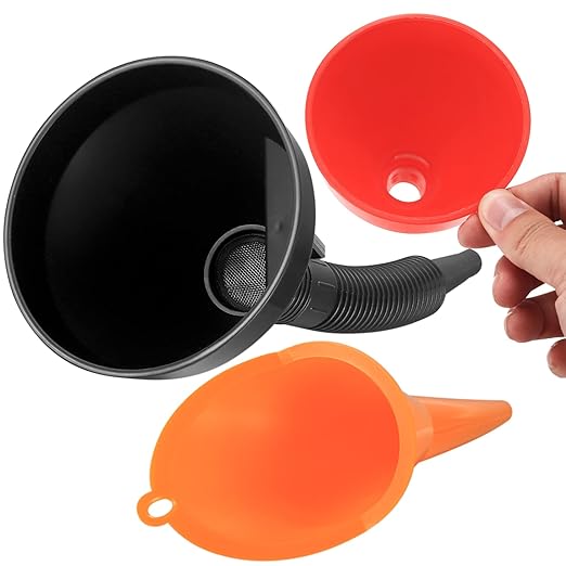 4 Pcs Automotive Funnels Set, Wide Mouth Fuel Funnel, Plastic Long Neck Oil - Image 3