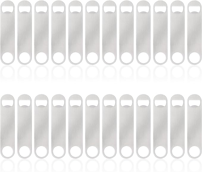 24 Pack Flat Beer Bottle Opener 7 inch Heavy Duty Stainless Steel Flat Bottle by Ohiyoo