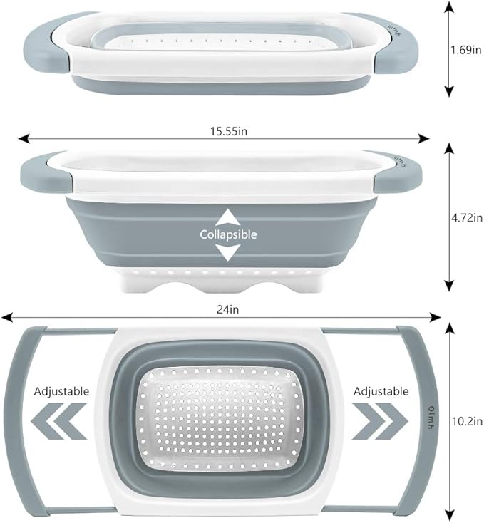 Qimh Collapsible Colander | Over The Sink Silicone Kitchen Strainers and - Image 3