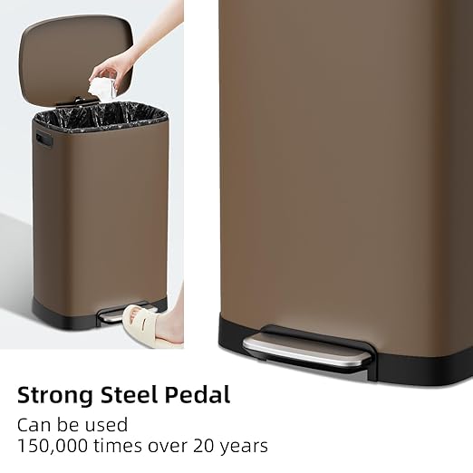 KdbK 13 Gallon Trash Can with Lid, 50L Fingerprint Proof Stainless Steel - Image 4