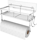 ESOW Paper Towel Holder with Shelf Storage, Adhesive Wall Mount 2-in-1 Basket by ESOW