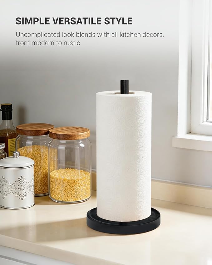 NESAPTO Paper Towel Holder Countertop, Wooden Freestanding Paper Towel Stand - Image 2