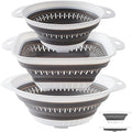 LogFaadCoi 3 Pcs Collapsible Colander and Strainer, Silicone Strainer Colanders by LogFaadCoi