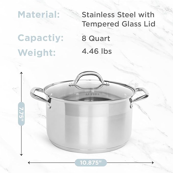Alpha Living SP-08G Stainless Steel Pot - Image 2