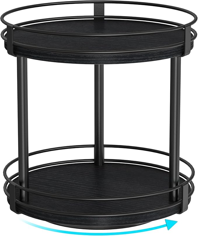 Snughome Lazy Susan Spice Rack, 2 Tier Rotating Spice Rack, Wood Lazy Susan by Snughome