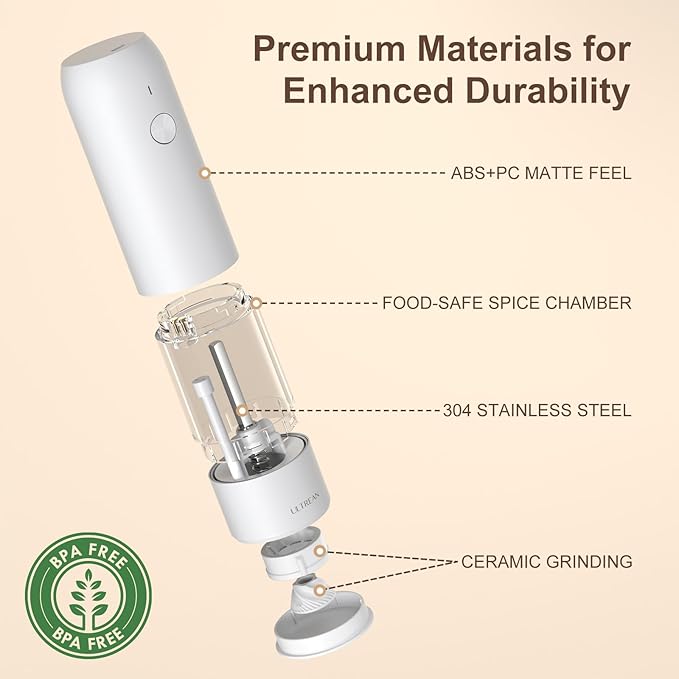 Ultrean Pepper Grinder, Rechargeable Salt and Pepper Grinder Set - Image 5