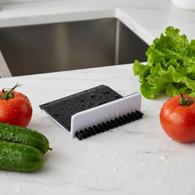 Black Kitchen Sink Squeegee Cleaner Countertop Brush Wiper Vegetable Cleaning - Image 2