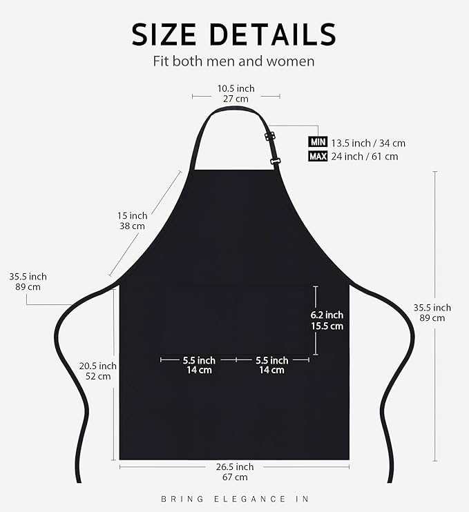 Syntus 12 Pack Bib Apron, Unisex Aprons Adjustable 100% Cotton - Image 2