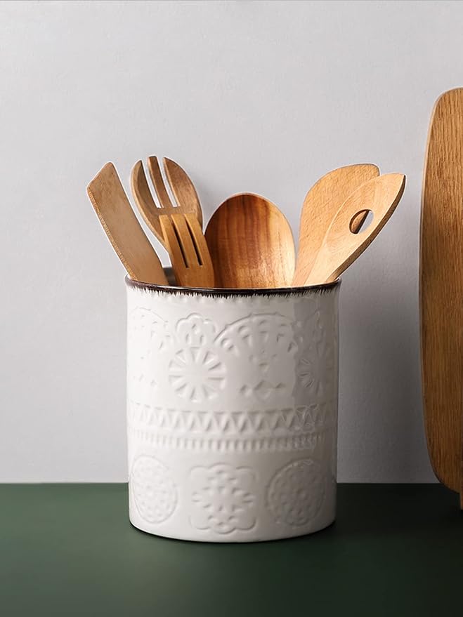 DOWAN 7.2" Kitchen Utensil Holder, Extra Large Farmhouse Utensil Holders - Image 4
