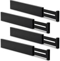Utoplike 4 pcs Bamboo Kitchen Drawer Dividers Large, Adjustable Black Drawer by Utoplike