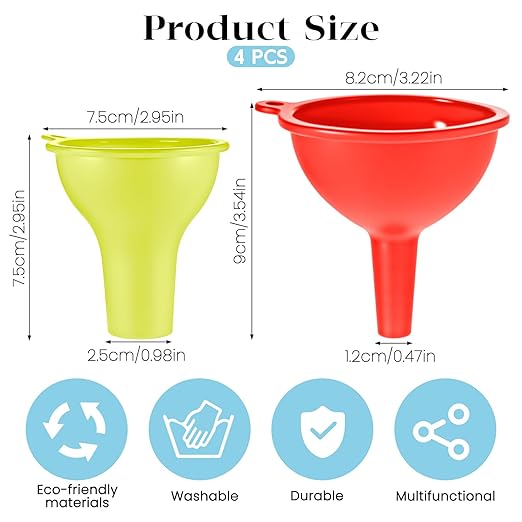 4 PCS Kitchen Silicone Funnel, 4 Colors Kitchen Funnel Set Wide Mouth Funnels - Image 2