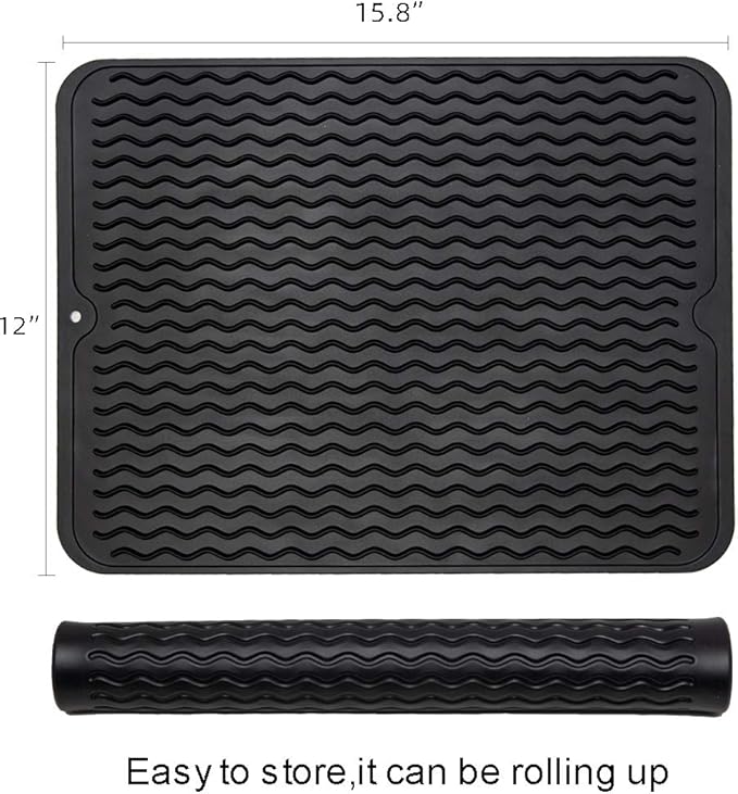 ZLR 2 Pcs Silicone Dish Drying Mat & Heat Resistant Trivet - Image 2