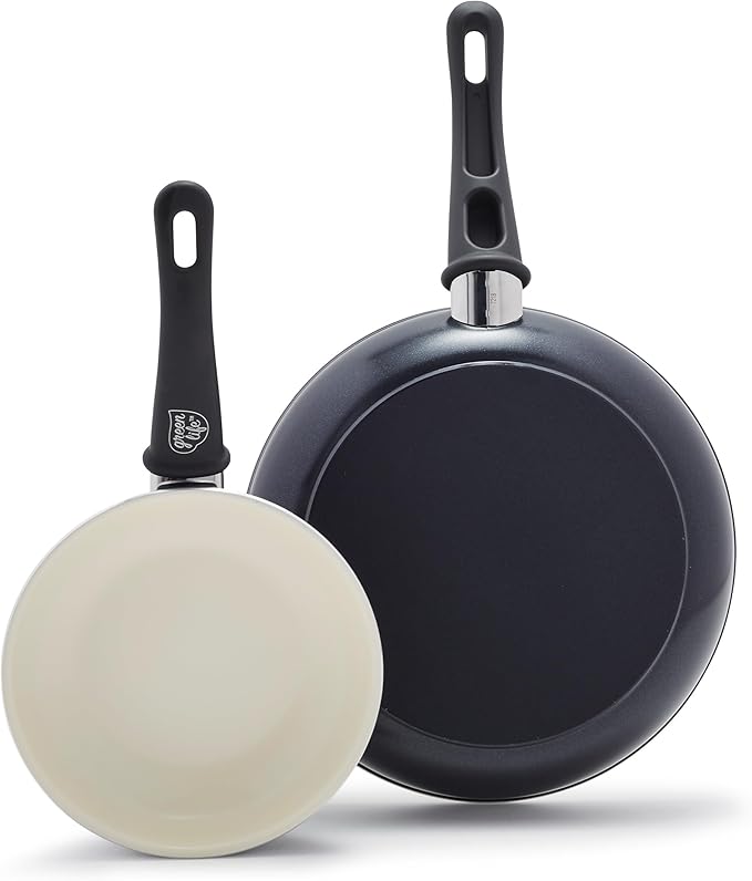 GreenLife Non Stick Fry Pan Set, Non-Toxic PFAS-Free Ceramic Skillets, by GreenLife