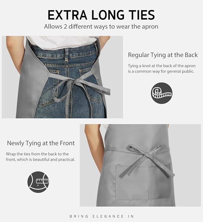 Syntus Apron for Men Women, Adjustable Cooking Kitchen Chef Aprons - Image 5