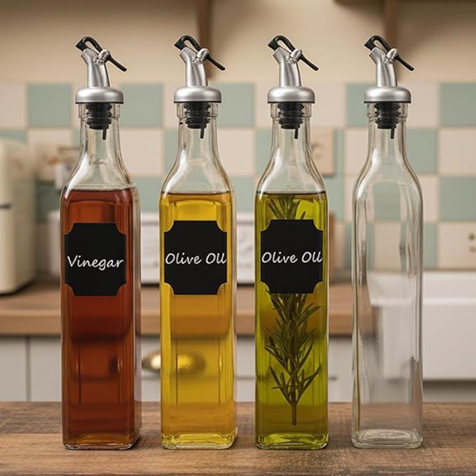 WERTIOO Olive Oil Dispenser Bottle, 2 Stainless Steel Funnel & 1 Pen and 8 Label - Image 8