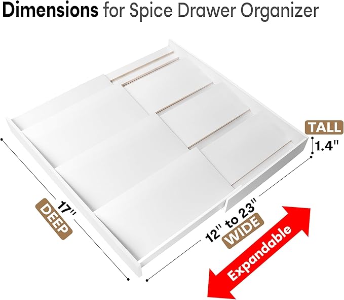 Bamboo Spice Drawer Organizer, Expandable 4 Tier Spice Rack - Image 2