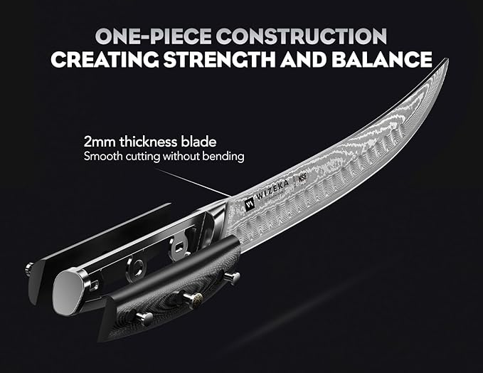 WIZEKA Carving Knife-10 Real Damascus Breaking Knife, Razor Sharp Butcher knife - Image 4