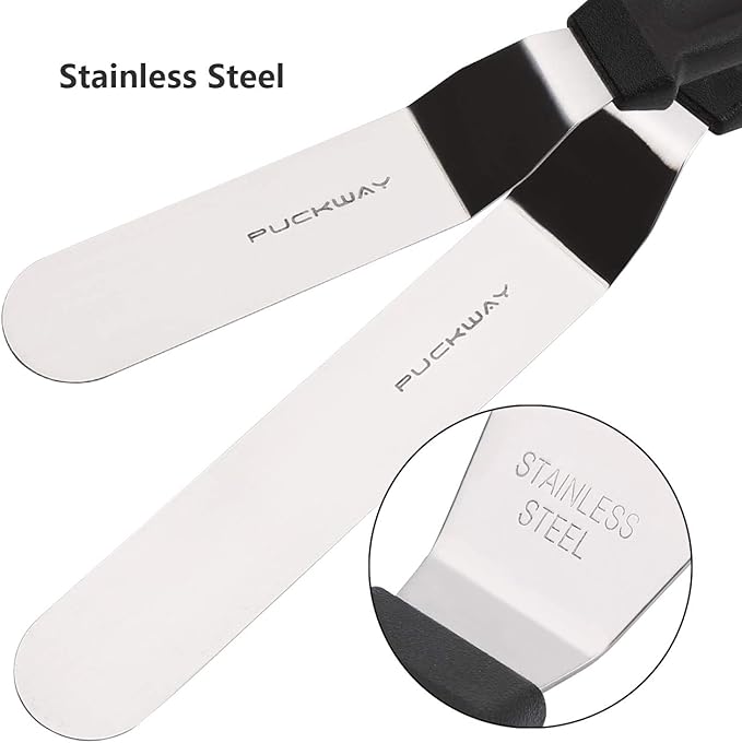 3 Metal Cake Offset Spatulas, 6 8 & 10 Inch Frosting Angled Icing Spatula - Image 2