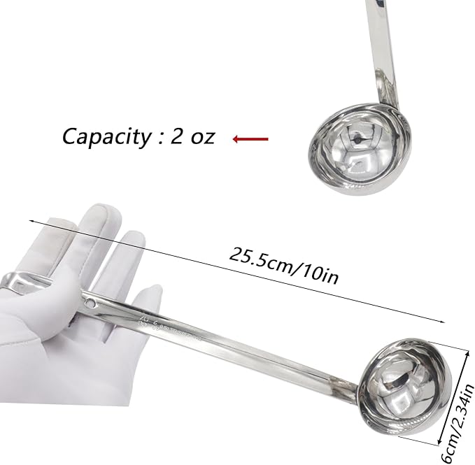3 Pcs 2 oz Stainless Steel Soup Ladle Set, Long Handle Serving Spoons - Image 3
