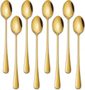 7.5 Inch Gold Iced Tea Spoons, Long Handle Stirring Spoon by DEHOVKitchen