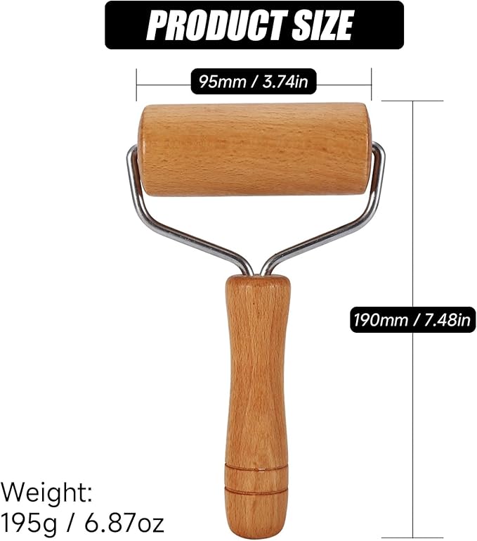 Small Rolling Pin, Wooden Dough Roller, Non-Stick Pizza Roller, T Type Rolling - Image 2