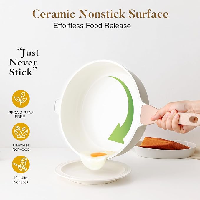 Kordisen Nonstick Ceramic Deep Frying Pan, 10 Inch Non Toxic Skillet - Image 2