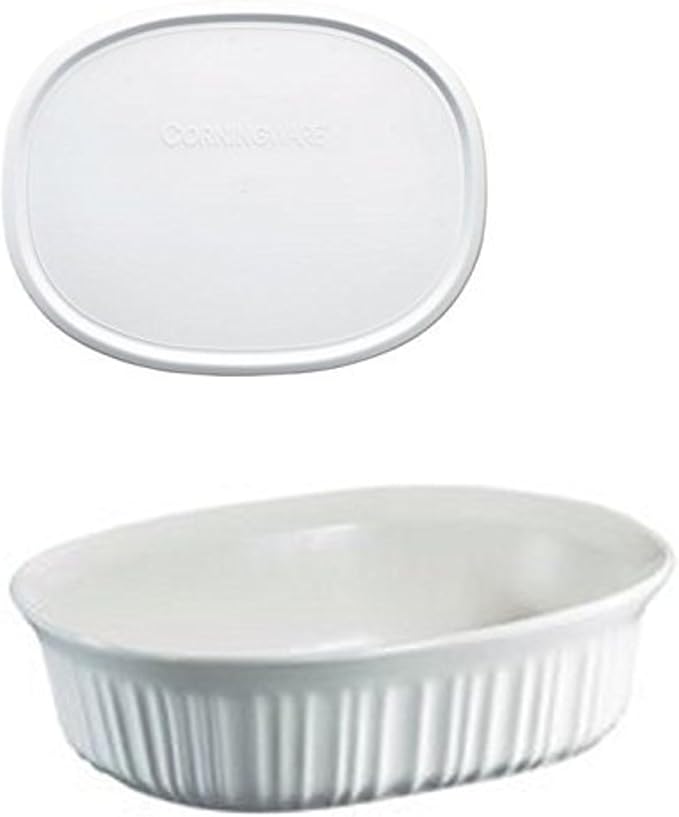 CorningWare FS12 French White 1.5qt/1.4L Oval Ceramic Casserole Dish and by CorningWare