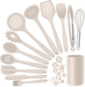 Silicone Kitchen Utensils Set, E-far 23 Pcs Khaki Cooking Utensils Tools by E-far