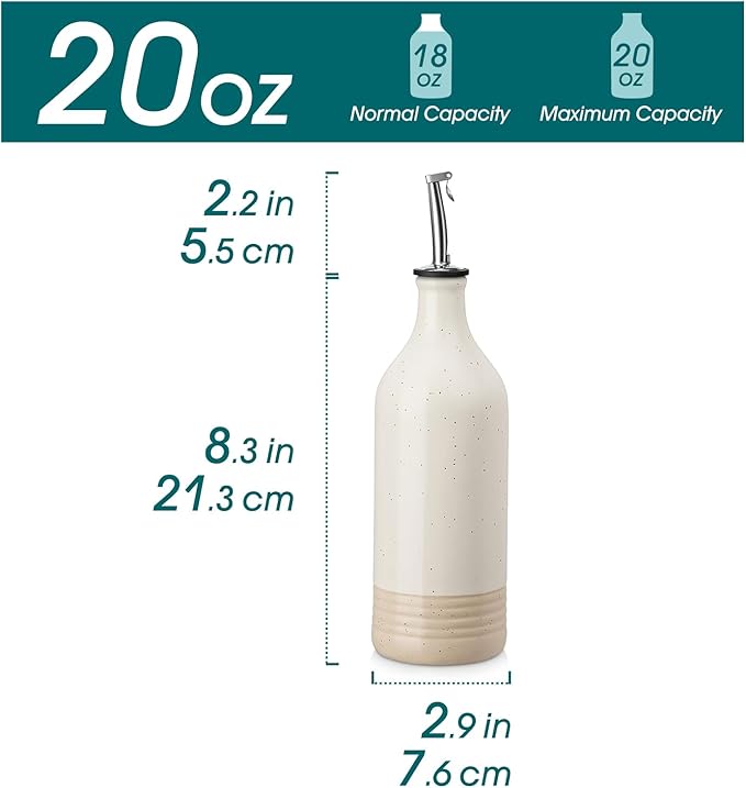 vancasso 20 Oz Ceramic Olive Oil Dispenser Bottle, Bottle Dispenser - Image 2