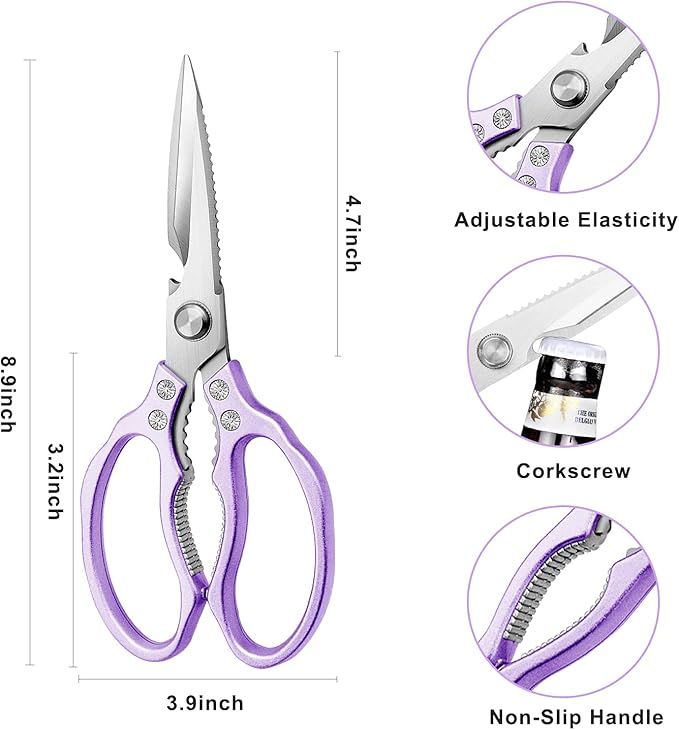 AWinjoy Heavy Duty Sharp Kitchen Scissors, Dishwasher Safe, Cooking Shears - Image 3