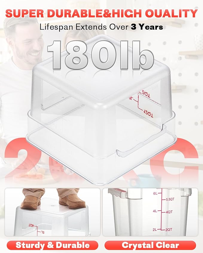 2QT&4QT NSF Food Storage Containers: 8 PCS Commercial Clear Square Food Storage - Image 6