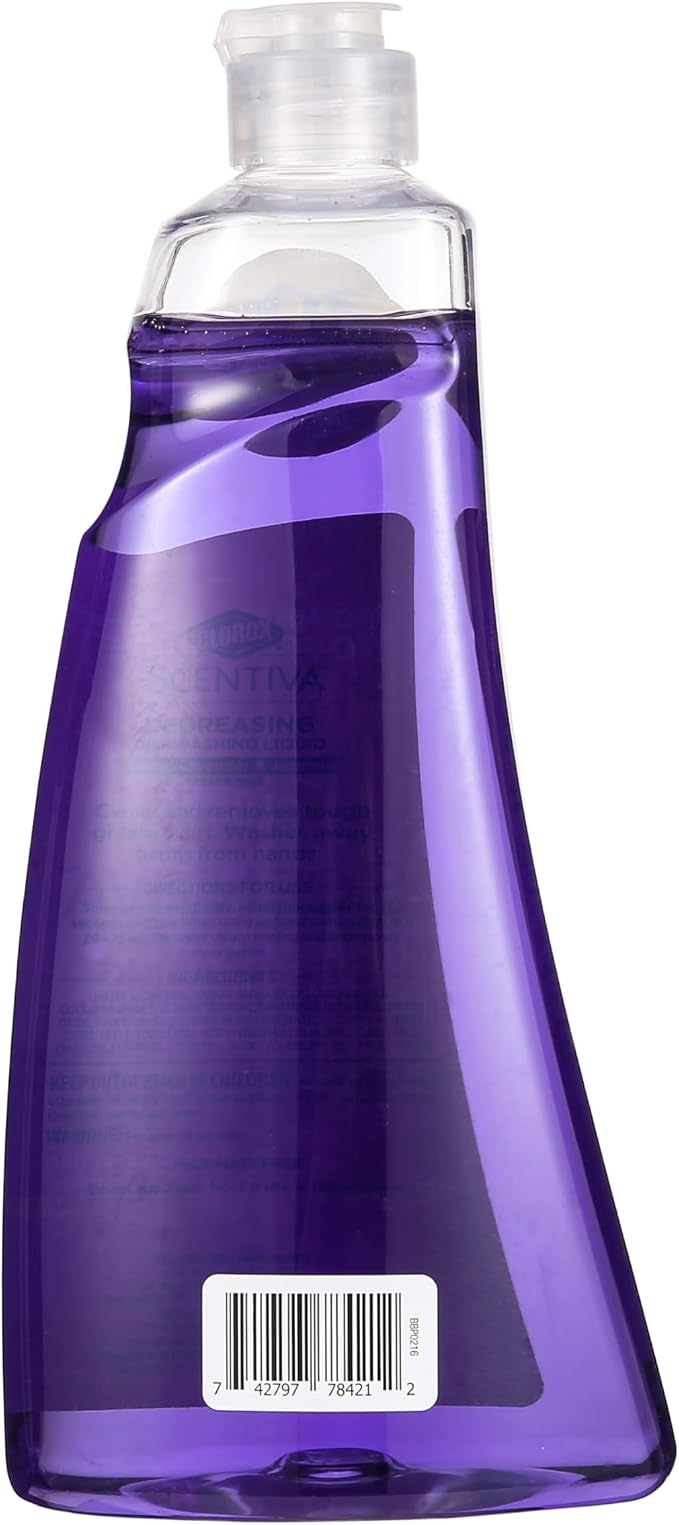 Clorox Scentiva Liquid Dish Soap, Tuscan Lavender Jasmine, 26 Fl Oz | Ultra-concentrated formula, bleach-free, cuts through food residue, gentle on hands