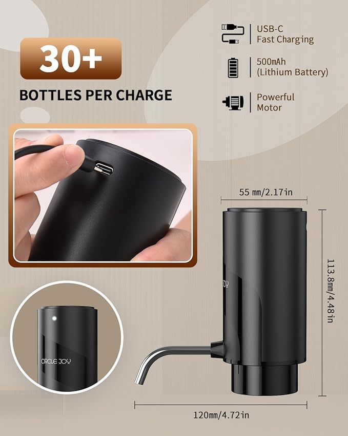 CIRCLE JOY Electric Wine Aerator Pourer, Rechargeable Automatic Wine Decanter - Image 3