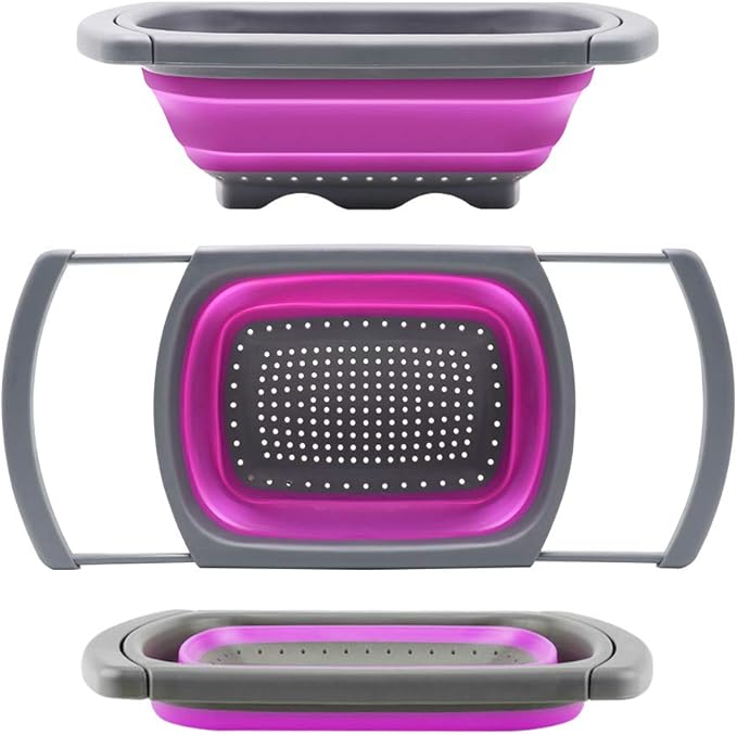Qimh Collapsible Colander, Kitchen Colander Set Over Sink Strainer by Qimh