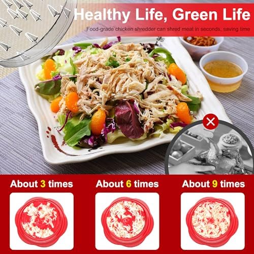 Chicken Shredder Tool Twist Large Meat Shredder with Brush&Fork, Red