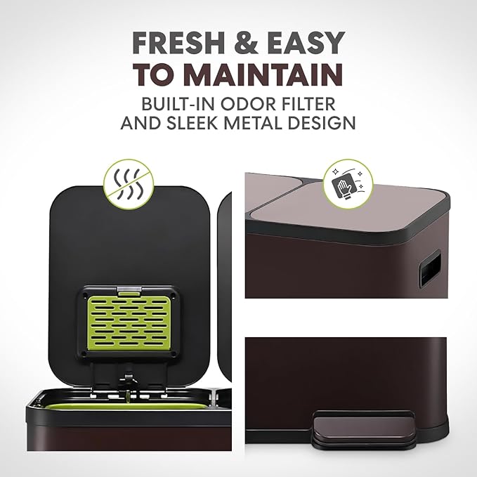 Simpli-Magic 60 Liter / 16 Gallon Rectangular Hands-Free Dual Compartment - Image 5