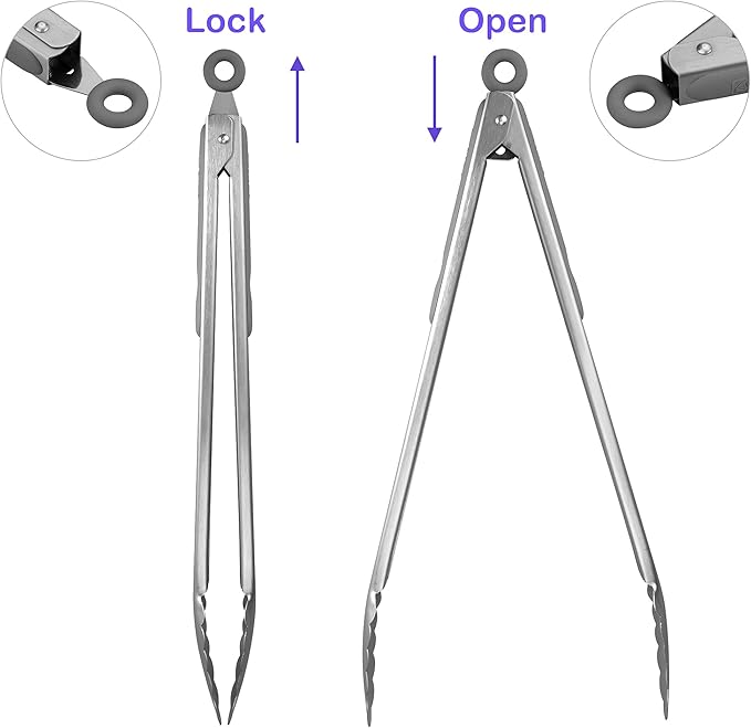 304 Stainless Steel Kitchen Cooking Tongs - Image 3