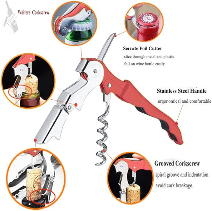 Professional Waiter Corkscrew Wine Openers Set, Heavy Duty Stainless Steel - Image 2