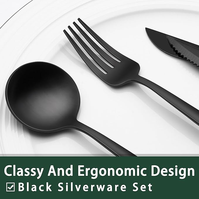 EWFEN 24-Piece Black Silverware Set - Image 3