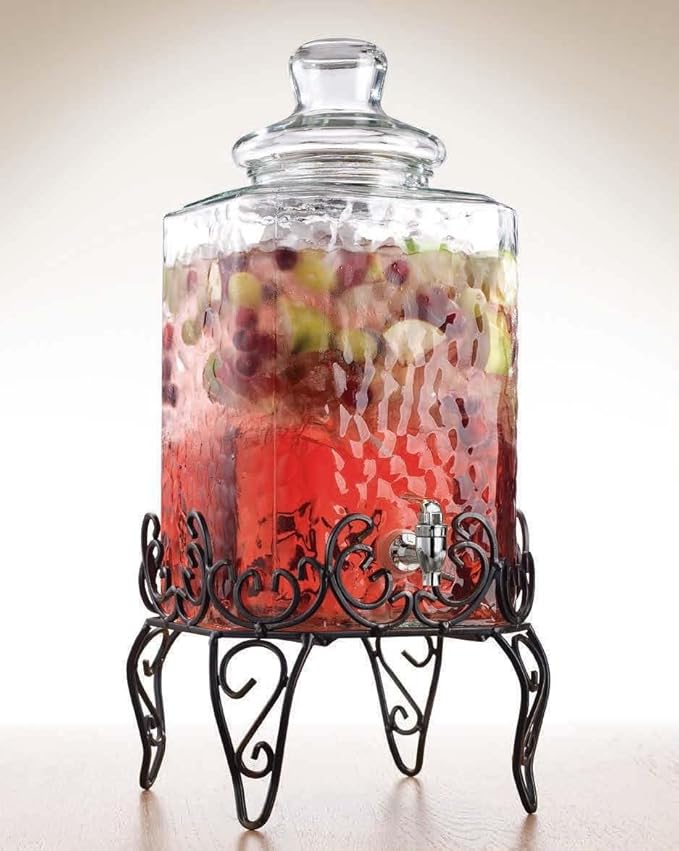 MosJos 2.5 Gallon Classic Hammered Glass Beverage Dispenser - Image 6