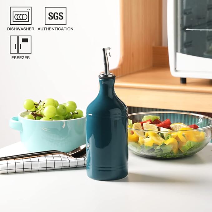 Sweejar Ceramic Olive Oil Dispenser Bottle, Opaque Oil Cruet Protects to Reduce - Image 3
