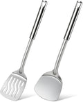 2 Pcs Stainless Steel Spatulas Set, Metal Spatula Solid & Slotted Turner by Unknown