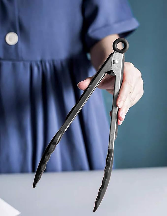 HINMAY 9-Inch Serving Tongs Silicone Tongs - Image 4