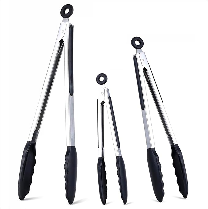 Kitchen Tongs Set of 3, Non-Stick Non-Scratch Heat Resistant Tongs by DAILYKISN